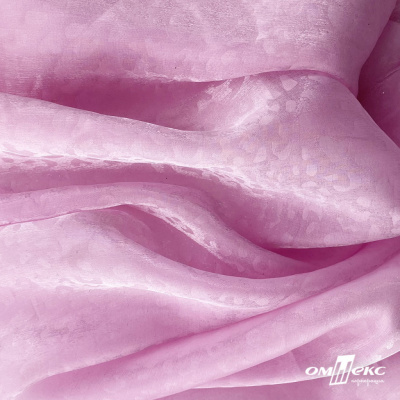 Плательная органза вытравка,100% полиэстр, шир. 150 см, #606 цв.-розовый - купить в Вологде. Цена 380.73 руб.
