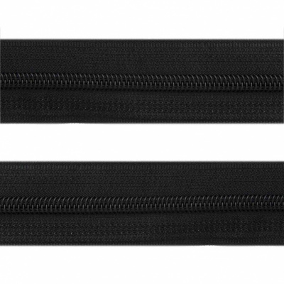 Рулонная молния с покрытием PVC спираль тип 3 (упак.270м) -черная с полосой СВО - купить в Вологде. Цена: 12.74 руб.