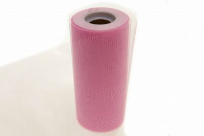 Фатин блестящий в шпульках 16-14, 12 гр/м2, шир. 15 см (в нам. 25+/-1 м), цвет розовый - купить в Вологде. Цена: 108.61 руб.
