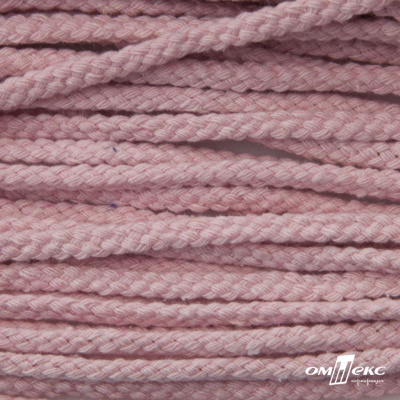 Шнур плетеный d-6 мм круглый, 70% хлопок 30% полиэстер, уп.90+/-1 м, цв.1087-розовый - купить в Вологде. Цена: 588 руб.