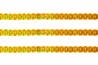 Пайетки "ОмТекс" на нитях, CREAM, 6 мм С / упак.73+/-1м, цв. 92 - золото - купить в Вологде. Цена: 484.77 руб.