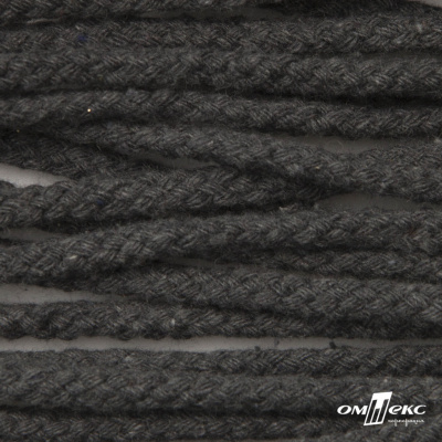 Шнур плетеный d-6 мм круглый, 70% хлопок 30% полиэстер, уп.90+/-1 м, цв.1088-т.серый - купить в Вологде. Цена: 588 руб.