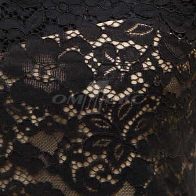 Кружевное полотно #3378, 150 гр/м2, шир.150см, цвет чёрный - купить в Вологде. Цена 370.97 руб.