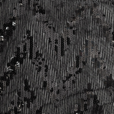 Трикотажное полотно с пайетками, шир.130 см, #311-бахрома чёрная - купить в Вологде. Цена 1 183.35 руб.