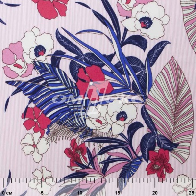 Плательная ткань "Фламенко" 18.1, 80 гр/м2, шир.150 см, принт растительный - купить в Вологде. Цена 239.03 руб.