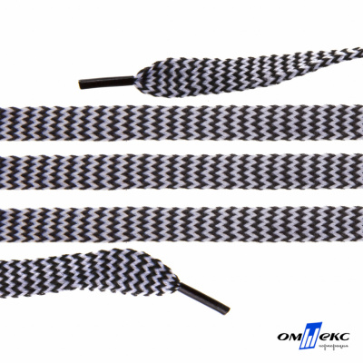 Шнурки #107-07, плоские 130 см, двухцветные цв.серый/чёрный - купить в Вологде. Цена: 23.03 руб.
