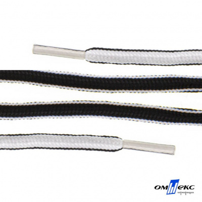 Шнурки #4-27, круглые 130 см, двухцветные (черно/белый) - купить в Вологде. Цена: 47.04 руб.