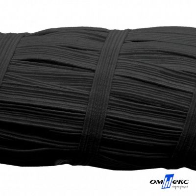Резиновые нити с текстильным покрытием, шир. 6 мм (55 м/уп), цв.-черный - купить в Вологде. Цена: 210.75 руб.