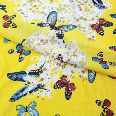 Плательная ткань "Софи" 7.2, 75 гр/м2, шир.150 см, принт бабочки - купить в Вологде. Цена 241.49 руб.