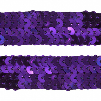 Тесьма с пайетками 12, шир. 20 мм/уп. 25+/-1 м, цвет фиолет - купить в Вологде. Цена: 778.19 руб.