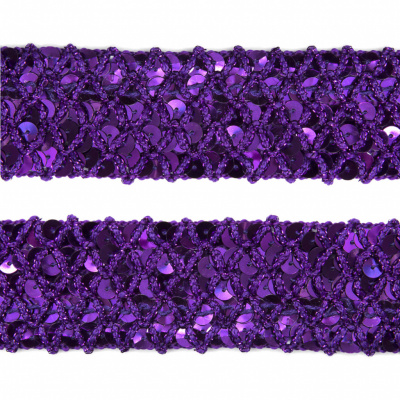 Тесьма с пайетками 12, шир. 35 мм/уп. 25+/-1 м, цвет фиолет - купить в Вологде. Цена: 1 308.30 руб.
