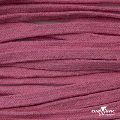 Шнур плетеный d-8 мм плоский, 70% хлопок 30% полиэстер, уп.85+/-1 м, цв.1029-розовый - купить в Вологде. Цена: 735 руб.
