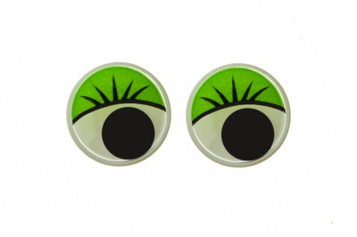 Глазки для игрушек, круглые, с бегающими зрачками, 15 мм/упак.50+/-2 шт, цв. -зеленый - купить в Вологде. Цена: 113.01 руб.