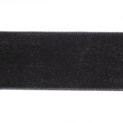 Лента бархатная нейлон, шир.25 мм, (упак. 45,7м), цв.03-черный - купить в Вологде. Цена: 800.84 руб.