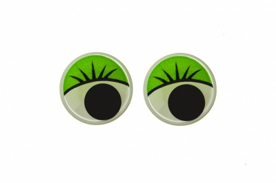 Глазки для игрушек, круглые, с бегающими зрачками, 12 мм/упак.50+/-2 шт, цв. -зеленый - купить в Вологде. Цена: 95.04 руб.