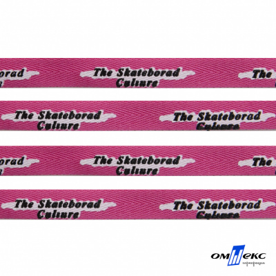 Тесьма отделочная (киперная) 10 мм, 100% хлопок,"THE SKATEBOARD CULIURE"(45 м) цв.121-26 -яр.розовый - купить в Вологде. Цена: 850.62 руб.