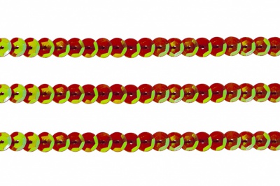 Пайетки "ОмТекс" на нитях, CREAM, 6 мм С / упак.73+/-1м, цв. 96 - красный - купить в Вологде. Цена: 484.77 руб.