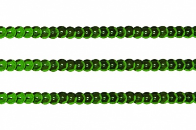 Пайетки "ОмТекс" на нитях, SILVER-BASE, 6 мм С / упак.73+/-1м, цв. 4 - зеленый - купить в Вологде. Цена: 484.77 руб.